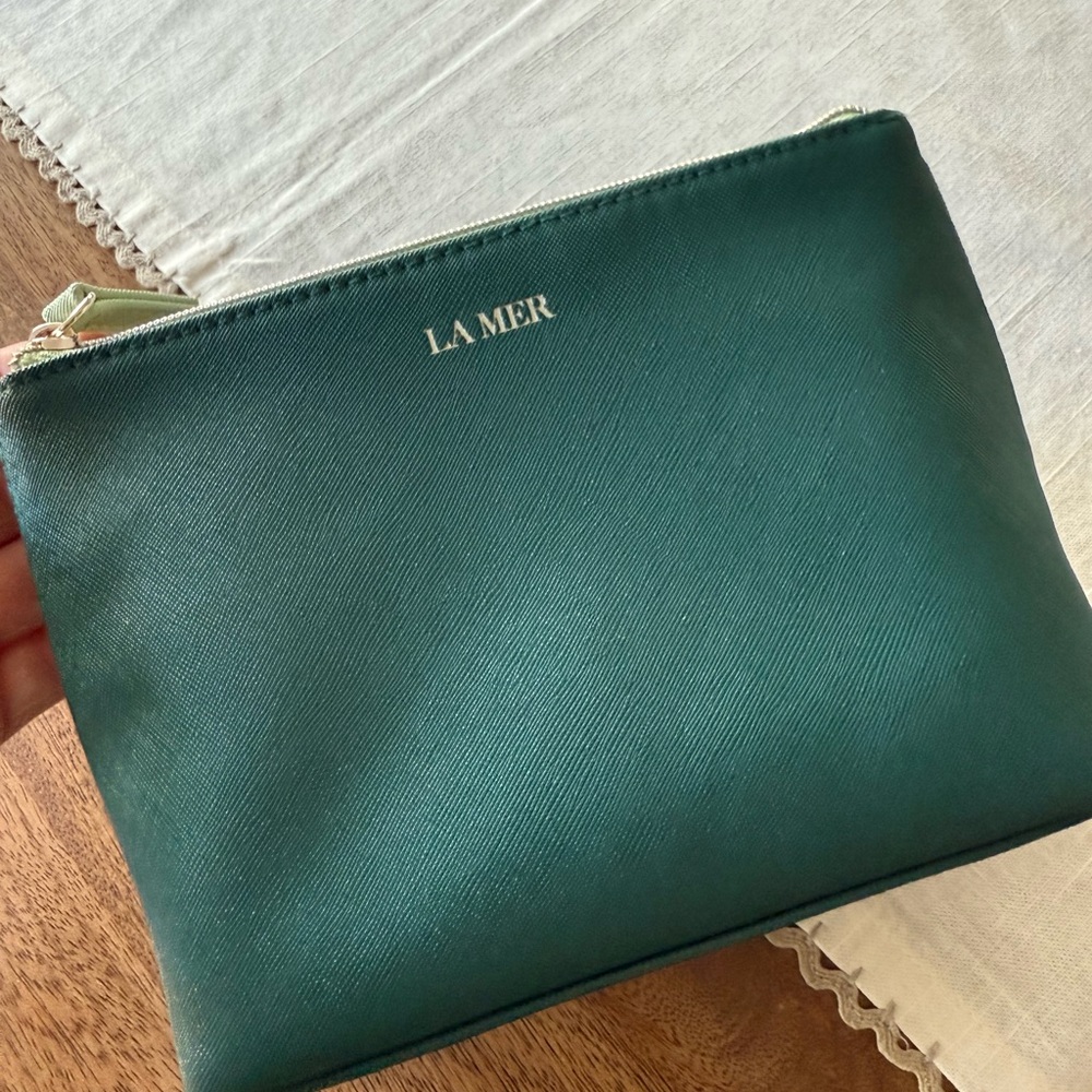 La Mer Teal Cosmetic Bag